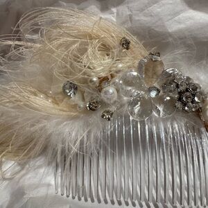 Elegant Wedding Cream and Silver Hair Comb
